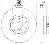 Front Brake Disc Fits BMW X5 X6 Ø 348 mm HELLA 8DD 355 117-741