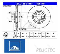 Front Brake Disc for Citroen Peugeot:C4 Picasso I 1,C4 Grand I 1,307,C4,C4 I 1