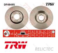 Front Brake Disc for Citroen Peugeot Fiat:C5 III 3,EXPERT,JUMPY,SCUDO,407,SW