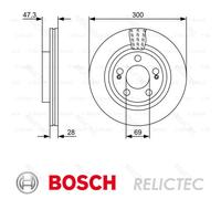 Bosch Front Brake Discs Oiled Vented 300mm Pair - 0986479537