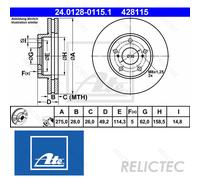 Brake disc ATE 24.0128-0115.1 for TOYOTA CAMRY (_V2_) 2.2 1997-2002