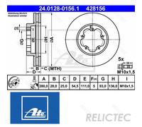 ATE Brake disc FORD 24.0128-0156.1 1371394,1503290,1547061 Brake rotor,Brake discs,Brake rotors 6C111125B1B,6C111125BB