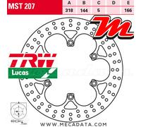 Front Brake Disc TRW Lucas MST 207 Honda NTV 650 Revere (RC33) 1990