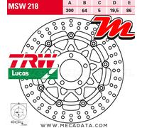 Front Brake Disc TRW Lucas MSW 218 Suzuki RG 125 Gamma (NF13) 1993+