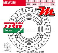 Front Brake Disc TRW Lucas MSW 235 Yamaha XJ 600 S Diversion (RJ01) 1999