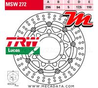 Front Brake Disc TRW Lucas MSW 272 Honda NSA 700 DN-01 ABS (RC55) 2009