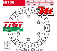 TRW Lucas Brake disc MST206, rigid