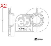 Front Brake Disc x2 Pcs FEBI Fits LDV Convoy 96-09