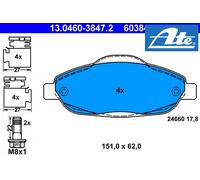 ATE Brake Pads 13.0460-3847.2 - Front Disc for PEUGEOT 308 I / 308 SW I / 3008 I / 308 CC