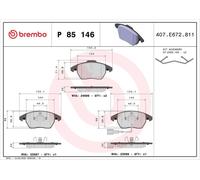 BREMBO P85146 Brake Pad Set For Disc Brake Front Fits VW Jetta 1.2 TSI 16V