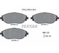 Textar 2473806 Front Disc Brake Pad Set Fits Audi VW
