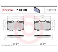 Brembo Brake Pads Set P83048 Front - Fits Lexus & Toyota - 0446560230,0446560120,0446560140