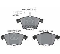 Textar Front Brake Pad Set 2374602 - Integrated Wear Warning Contact - For VW