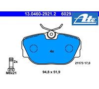 FRONT BRAKE PADS SET 13.0460-2921.2 ATE I
