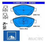 Brake Pad Set, disc brake ATE 13.0460-3855.2 for DS DS 3 (SA_) 1.6 2015-2019