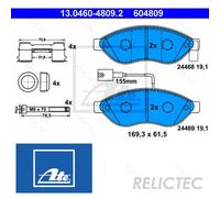 Brake pads 13.0460-4809.2 ATE for FIAT PEUGEOT CITROËN