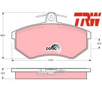 FRONT BRAKE PADS SET GDB430 TRW I