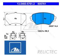 ATE Brake pad set 13.0460-5761.2 with acoustic wear warning with anti-squeak plate with accessories MAZDA: MX-5 3