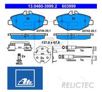 ATE Brake pad set 13.0460-3999.2 incl. wear warning contact with brake caliper screws with accessories MERCEDES-BENZ: E-Class Saloon, E-Class T-modell