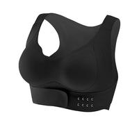 Front Buckle Lifting Breathable Correction Bra Seamless Cross Wirefree Back Shaping Racerback Comfort Push up no dig Yoga Bra (Black,L)