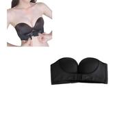 Front Buckle Strapless Wireless Bra,Strapless Front Buckle Bra for Women,Solid Bandeau Invisible Strapless Push Up Bra (Black,36/80D)
