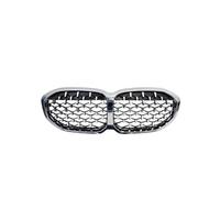 Front Bumper Bottom Grill For BMW 1 Series For F40 2020-IN 2 Piece ABS Front Diamond Kidney Grill Racing Grille Meteor Style Replacement Part(Silver)