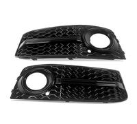 Front Bumper Fog Light Grill Cover For A4 B8 2008-2012 RS4 8KD807682 8KD807681 Style Car Front Grill Mesh Grille Fog Light Cover Honeycomb Car Accessories(Glossy black)