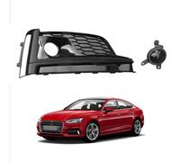 Front Bumper Fog Light Grille Insert for Audi A5 2017-2020, Mesh Cover Lower Grille Replacement Stylish Protective,Right-Black