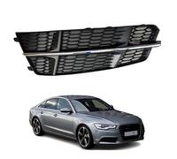 Front Bumper Fog Light Grille Insert for Audi A6 C7PA S-Line, Mesh Cover Lower Grille Replacement Stylish Protective,Right- Silver