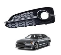 Front Bumper Fog Light Grille Insert for Audi A8 S8 2014-2017, Mesh Cover Lower Grille Replacement Stylish Protective,Left- Silver