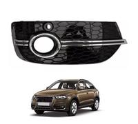 Front Bumper Fog Light Grille Insert for Audi Q3 2013-2015, Mesh Cover Lower Grille Replacement Stylish Protective,Right- Silver