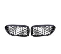 Front Bumper Grille 2PCS Car Racing Grill Meteor Diamond Star Style Front Kidney Grille Bumper For BMW 5 Series G30 G31 G38 520i 530i 540i 2018 2019 Car Grille(Black Silver)