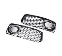 Front Bumper Grille Compatible For Audi A5 Coupe/Sportback 2008-2011 A5 Cabriolet 2010-2011 Fog Light Lamp Grill Cove(Chrome Silve)