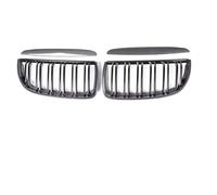 Front Bumper Grille For BMW 3 Series E90 E91 2005-2008 Black Auto Part Double Single Slat Front Grill Carbon Fiber Chrome Grille Front Kidney Grill(Dual Carbon Look)