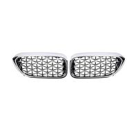 Front Bumper Grille Front Kidney Grilles For BMW For 5-Series For G30 For G31 For G38 For 530i For 540i For 550i 2017 2018 2019 2020 Diamonds Style Double Slat Grilles(Diamond-Silver)