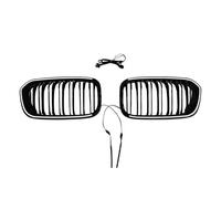 Front Bumper Grille LED Light Up Dual Slat Front Grille For BMW 1 Series F20 2015-2019 Front Bumper Styling Upgrade Sport Trim Gloss Black Car Grille