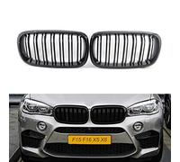 Front Bumper Kidney Grille Gloss Black Dual Slats Grill Compatible with BMW X5 F15 X6 F16 X5M F85 X6M F86 2014-2019