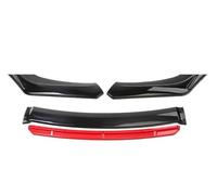 Front Bumper Lip Spoiler Front Bumper Cover Lip Front Spoiler Wings 4PCS Car Front Bumper Lower Lip Body Kit Spoiler Splitter Diffuser Car Splitters Diffuser Protection(Black with red)