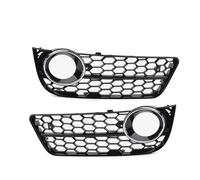 Front Bumper Lower Grilles For A5 2008 2009 2010 2011 2Pcs Front Bumper Fog Light Grille Honeycomb Mesh Grill Black(Chrome Black)