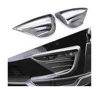 Front Bumper Spoiler For Tesla For Model Y 2020 2021 2022 2023 Car Fog Lamp Spoiler Blade Trim Protective Cover Woof Tooth Wind Knife ABS Decoration Sticker(Glossy Carbon Fiber)