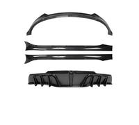 Front Bumper Spoiler Set For Tesla For Model Y 2021-2024 Front Lip Chin Guard Trim Cover Modified Side Skirt LED Lamp Diffuser Accessories(Bright carbon)