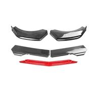 Front Bumper Spoiler Universal Most Car Front Bumper Lip Sharp Gloss Black Red TongueChin Spoiler Splitter Diffuser Body Kit Trim Air Dam Protector(A-Carbon Black)