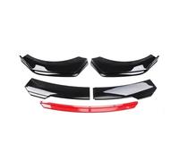 Front Bumper Spoiler Universal Most Car Front Bumper Lip Sharp Gloss Black Red TongueChin Spoiler Splitter Diffuser Body Kit Trim Air Dam Protector(B-Black)
