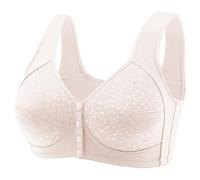 Front Button Non Wired Bra Front Clasp Bras Comfort Snap Closing Wire Free Cotton Lingerie for The Elderly T-Shirt Bra Ladies Skin-Friendly Breathable Unwired Support Bras for Saggy Breasts