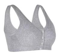 Front Button Postoperative Bra For Seniors Older Women Cotton Vest Mastectomy Pocket Bra Wireless Post Surgery Top(Grey,S)