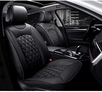 Front Car Seat Covers Padded Protectors Universal Quality Deluxe Black PU Leather