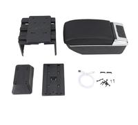 Front Center Console Armrest Box, Extendable Arm Rest Organizer Storage Case with USB Charging Port, Adjustable Width Center Console Storage Box for Most Cars SUVs MPVs (Black Black Line)