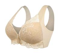 Front Closure Beauty Back Comfy Bra,5D Shaping Push Up Seamless No Trace Beauty Back Sports Comfy Bra,Womens Casual Comfort Lace bra (Beige,L)