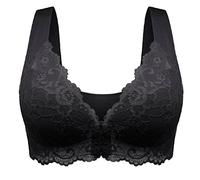 Front Closure Beauty Back Comfy Bra,5D Shaping Push Up Seamless No Trace Beauty Back Sports Comfy Bra,Womens Casual Comfort Lace bra (Black,L)