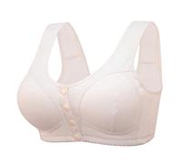 Front Closure Bras for Seniors Front Snaps Seniors Comfortable Daisy Bra Older Women Wireless Cotton Bras with Pads Yoga Bra for Workout Fitness Plus Size Sale Clearance Beige